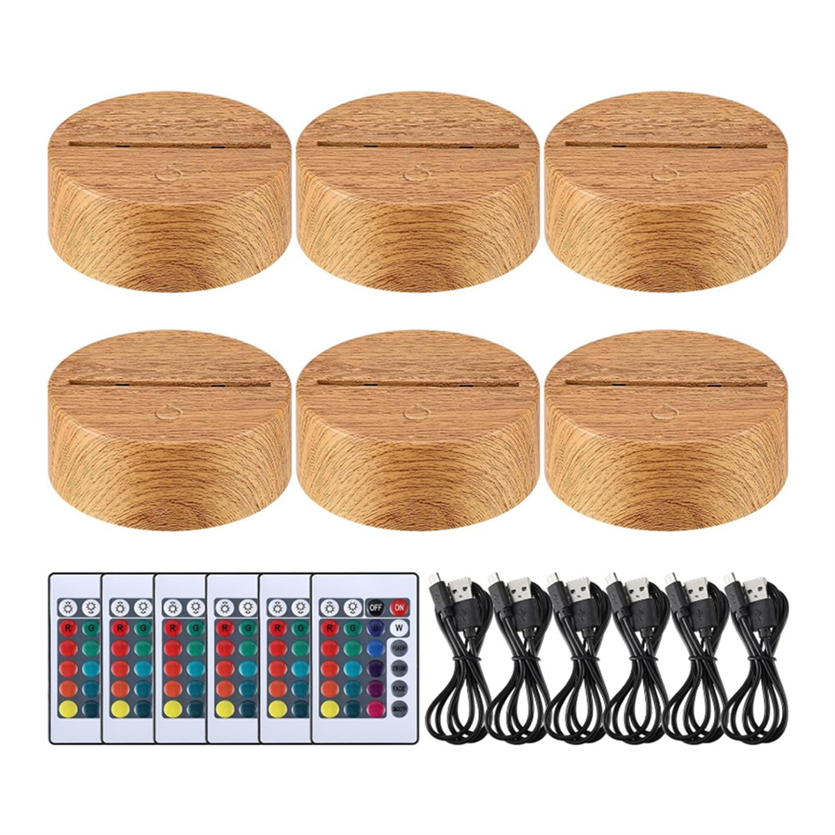 Led Rectangular Light Base With Remote 6 Pcs Christmas 3D Night LED Lamp Base Gift 16 Colors LED Light Display ...