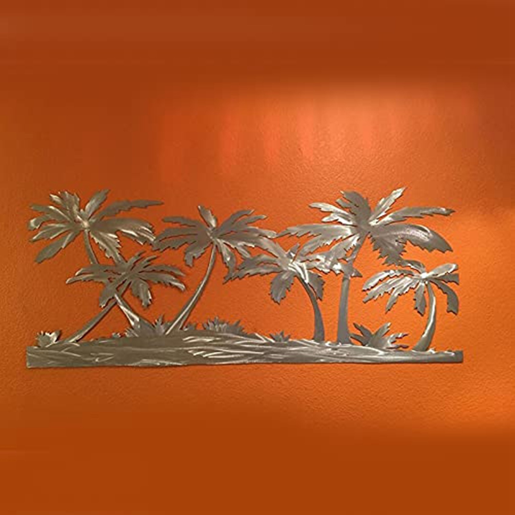 Palm on Beach Metal Wall Mounted Ornament Home Beach Scene Metal Art