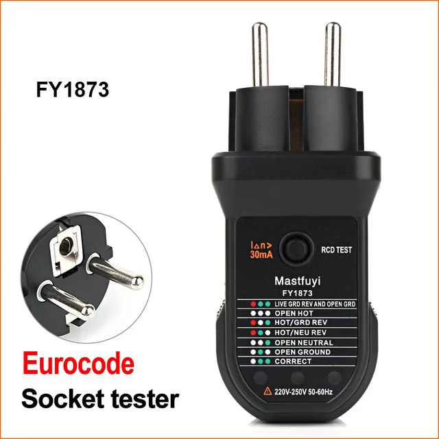 NJTY Socket Tester Voltage Test Outlet Detector EU UK US Plug Ground Zero Line Plug Polarity Phase Check Digital AC Voltage Test