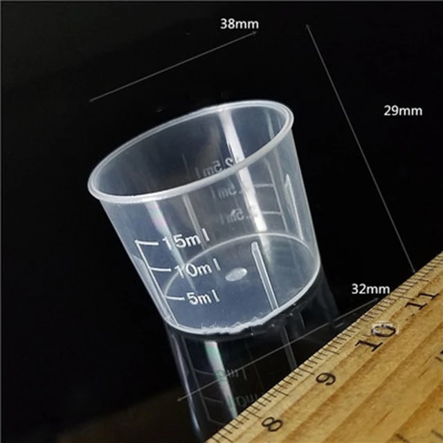 ml Medicine Measuring Measure Cups With White Lids Cap Clear Container Transparent Graduated