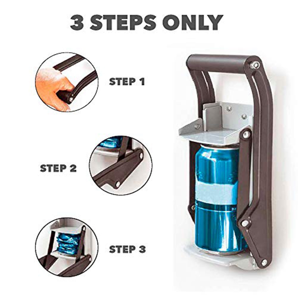 Can Crusher For Recycling, 12/16OZ 2 In 1 Can Crusher, Wall Mounted Recycling Tool Bottle Opener, Portable Aluminum Smasher Machine For Recycling Soda Beer Soft Drinks Cans
