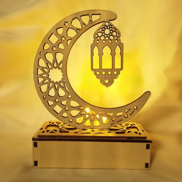 D-06 Ramadan Eid Mubarak Decorations 2023 for Home Wooden Table Stand Moon Plaque Hanging Pendant Islam Muslim Event Party Supplies