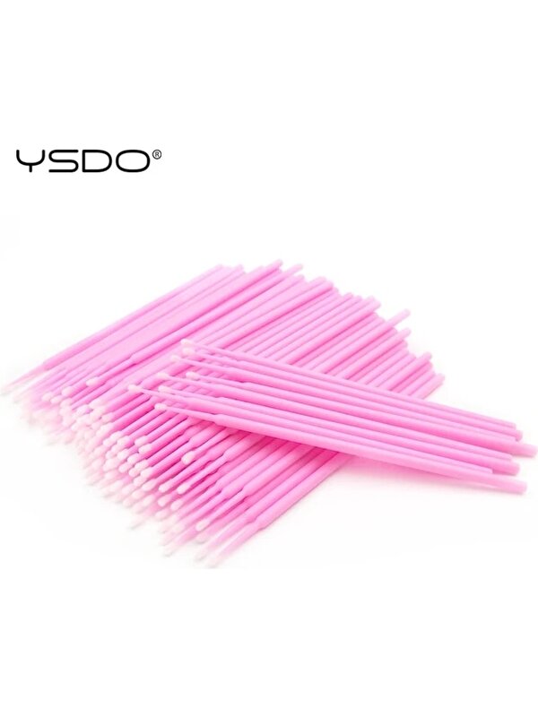 3Danlu Pembe 100 Adet/torba Tek Kullanımlık Pamuklu Çubukla Kirpik