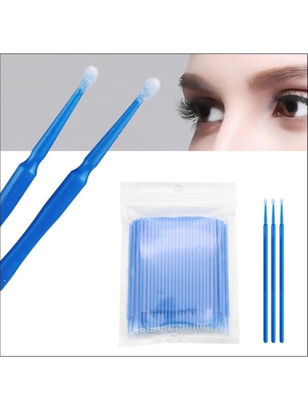 3Danlu Pembe 100 Adet/torba Tek Kullanımlık Pamuklu Çubukla Kirpik