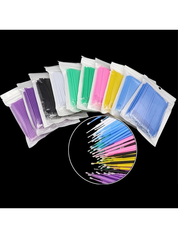 3Danlu Pembe 100 Adet/torba Tek Kullanımlık Pamuklu Çubukla Kirpik