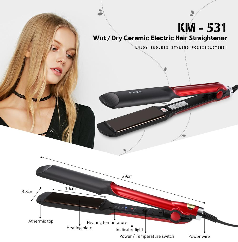 Kemei Wet Dry Ceramic Professional Hair Straightener Electric Flat Iron Styling Tool Fast Heating