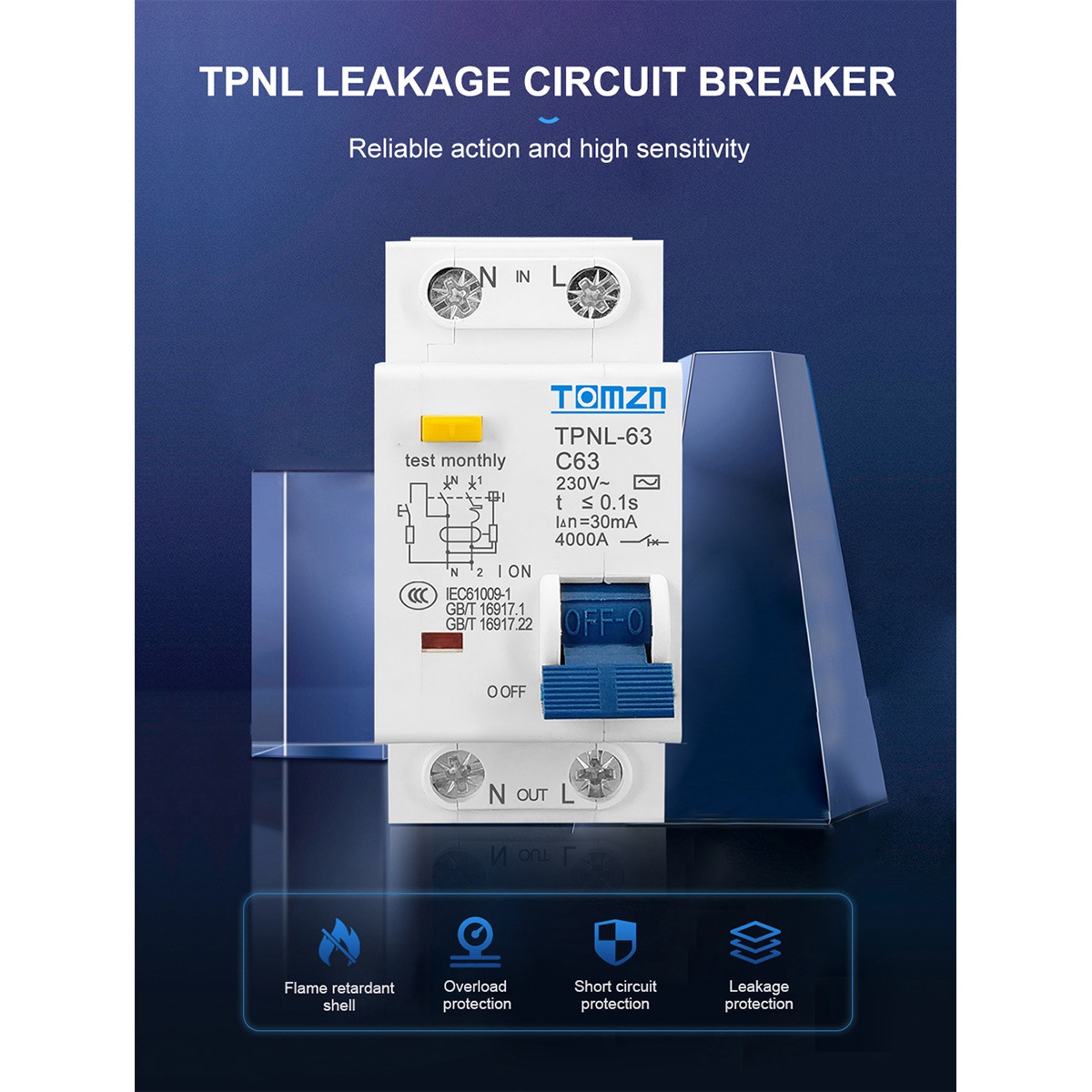 TOMZN TPNL DPNL 230V 1P N Aşırı ve Kısa Akım Korumalı Kaçak Akım Devre ...