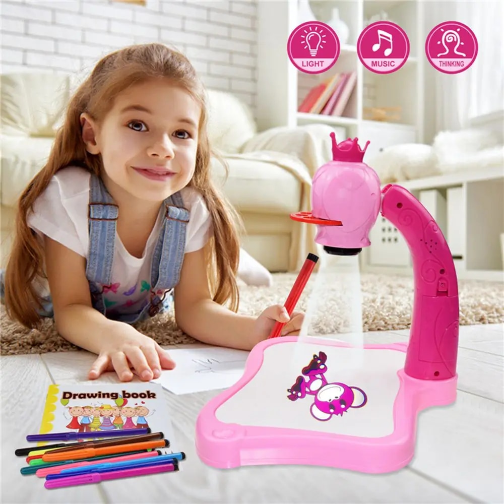 Kids Projector Drawing Table Painting Board Desk Multifunctional ...