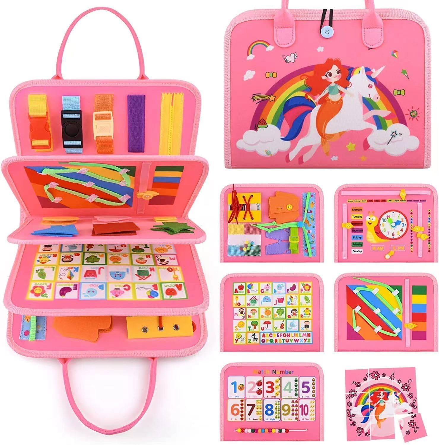 Busy Board Book Montessori Toys for 1 2 3 4 Year Old Toddlers Sensory