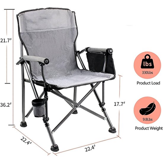 Ecolife Folding Camping Chair with Foldable Cooler Bag For Outdoor